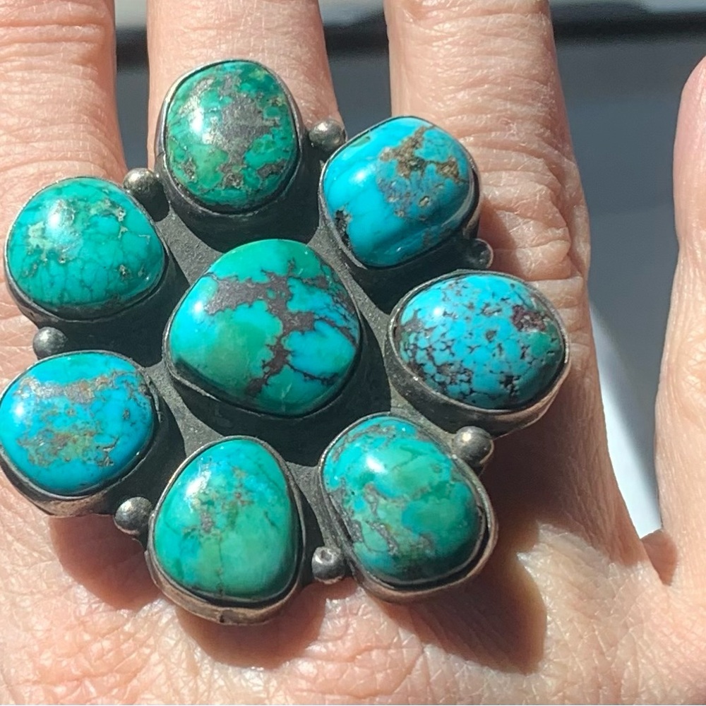 Incredible Native American pawn,enormous turquoise ring! Showstopper!Vintage!